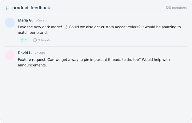 Threaded discussions preview